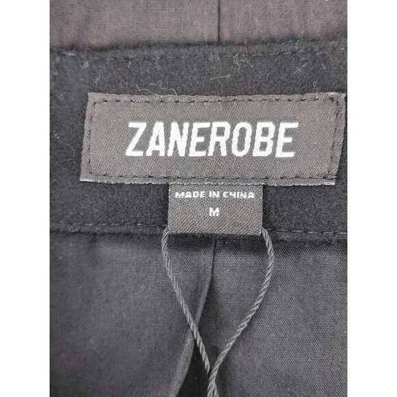 Zanerobe Men's Kaplan Melton Black Wool Coat Size M